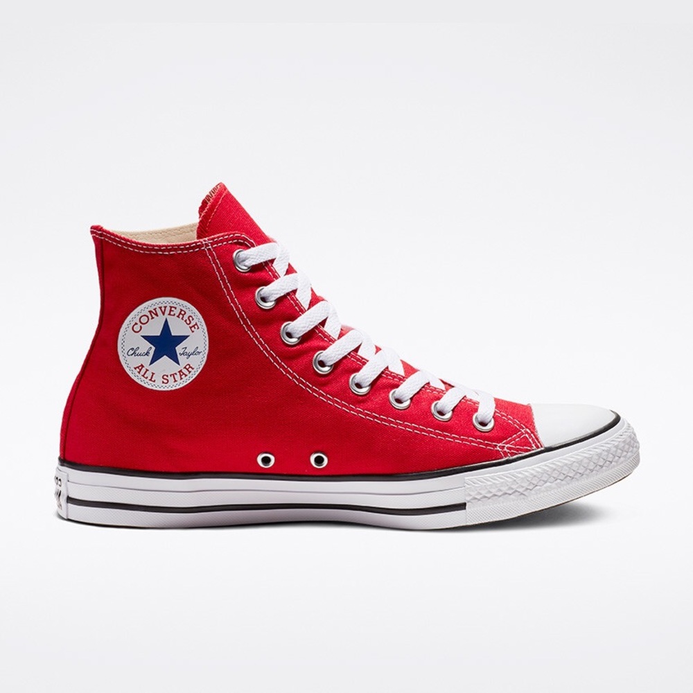 Red high top converse all star